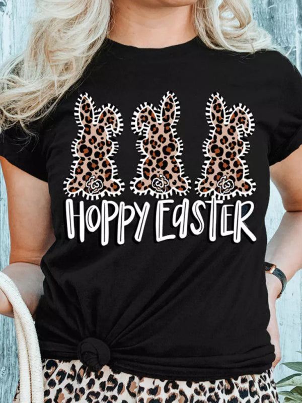 Spring Bunny Festive Tee for Women - Leopard Accents