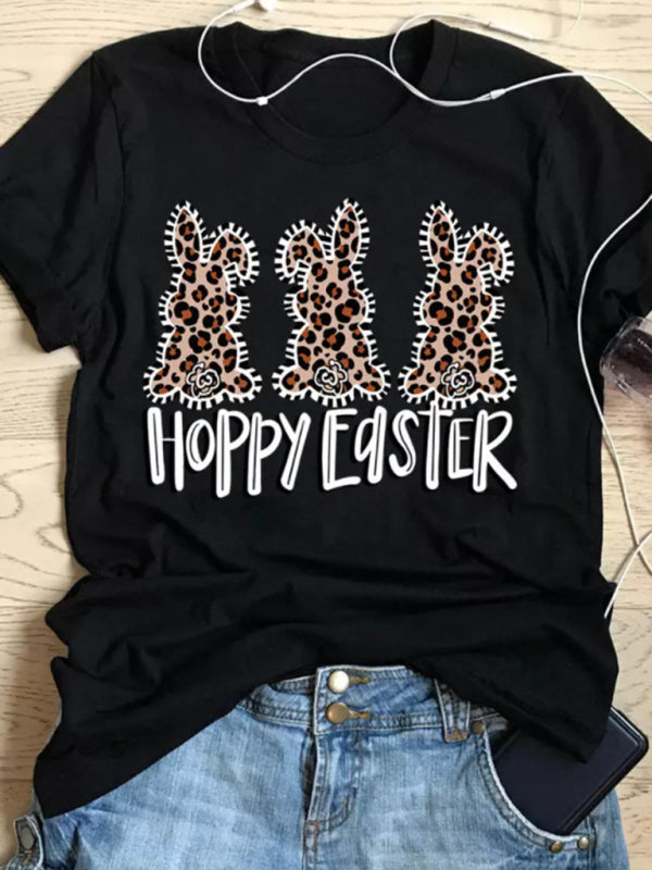 Spring Bunny Festive Tee for Women - Leopard Accents | Tees