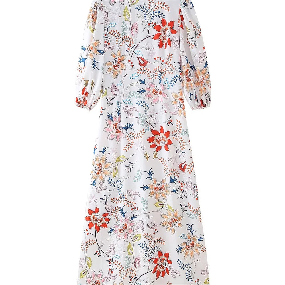 Floral Tunic A-Line Maxi Dress - Ideal for Casual Gatherings | Casual Dresses