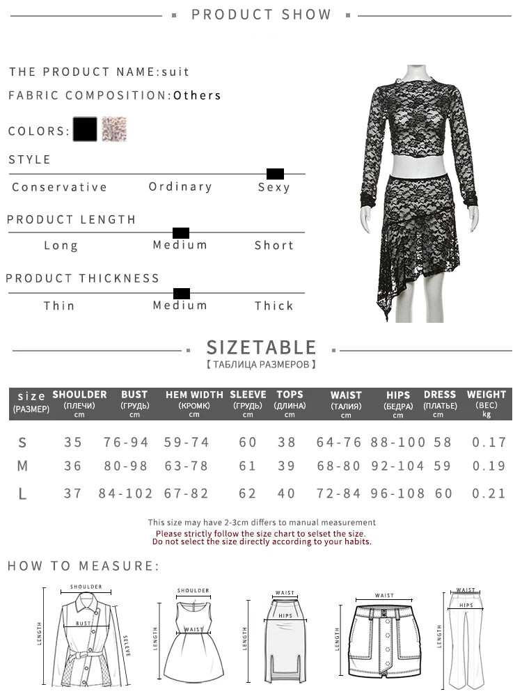 Floral Lace Matching Set Asymmetric Skirt and Blouse | Matching Sets