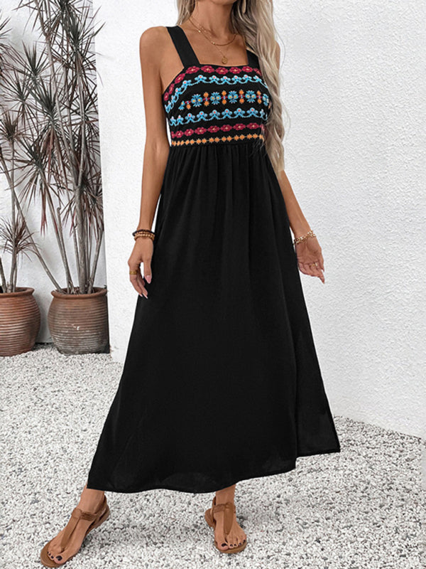 Boho Embroidered Mid-Calf Dress - Ideal for Daily Wear | Boho Dresses