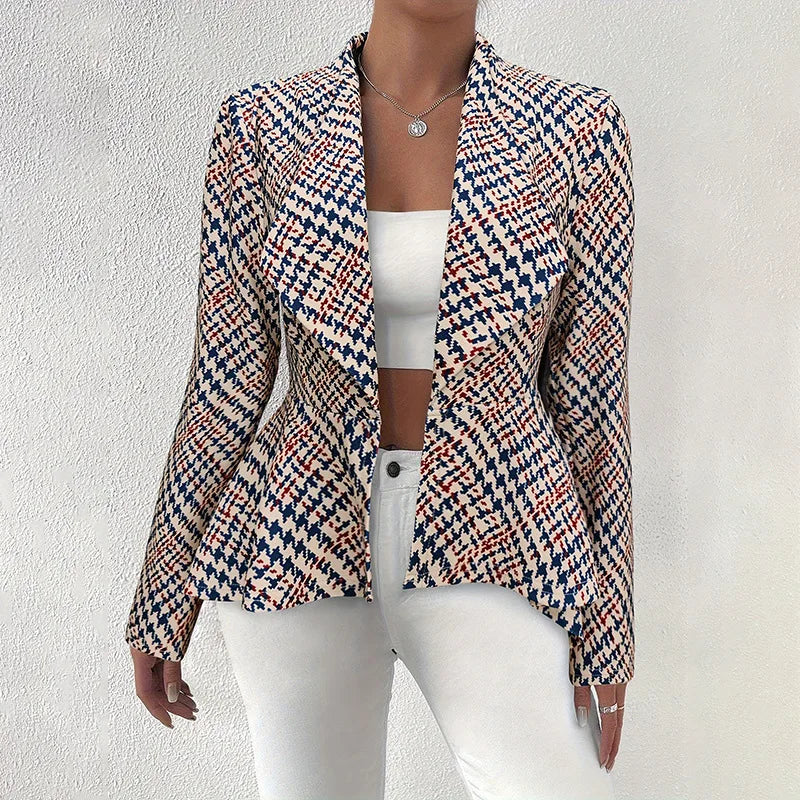 Houndstooth Peplum Jacket for Women | Jackets