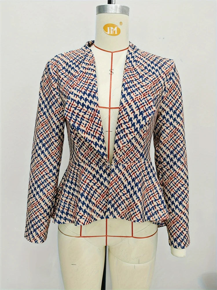 Houndstooth Peplum Jacket for Women | Jackets