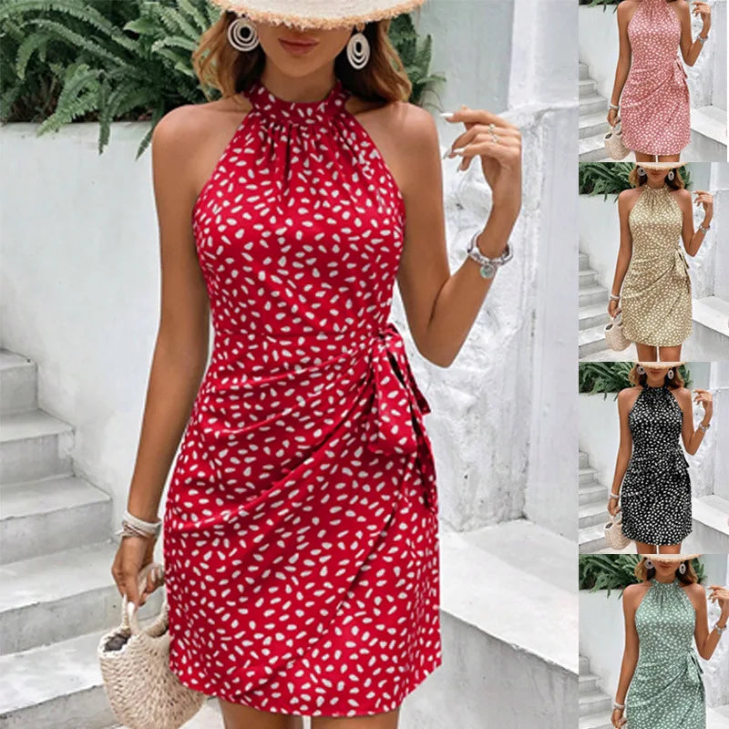 Halter Summer Wrap Dress with Bowknot | Halter Dresses