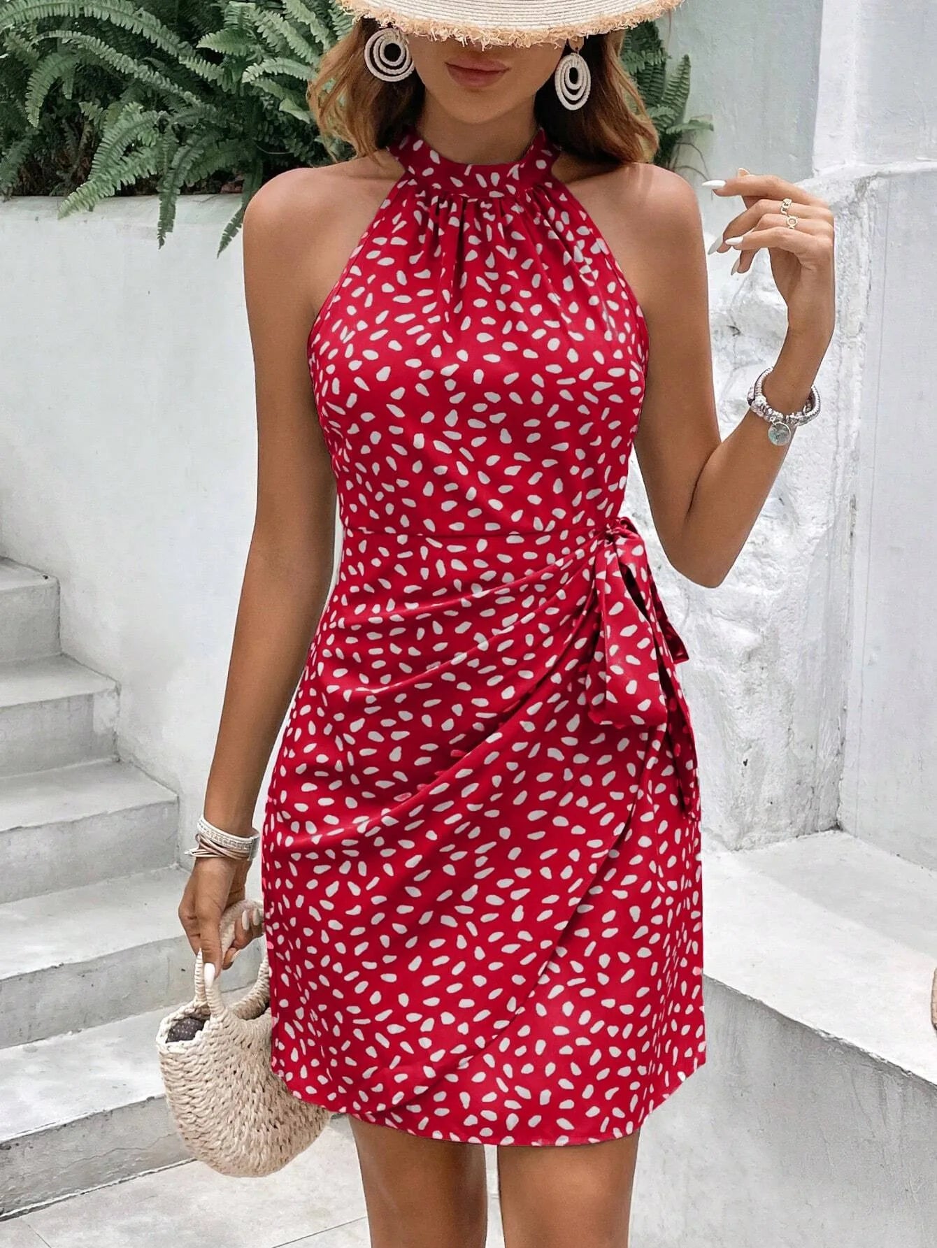 Halter Summer Wrap Dress with Bowknot | Halter Dresses