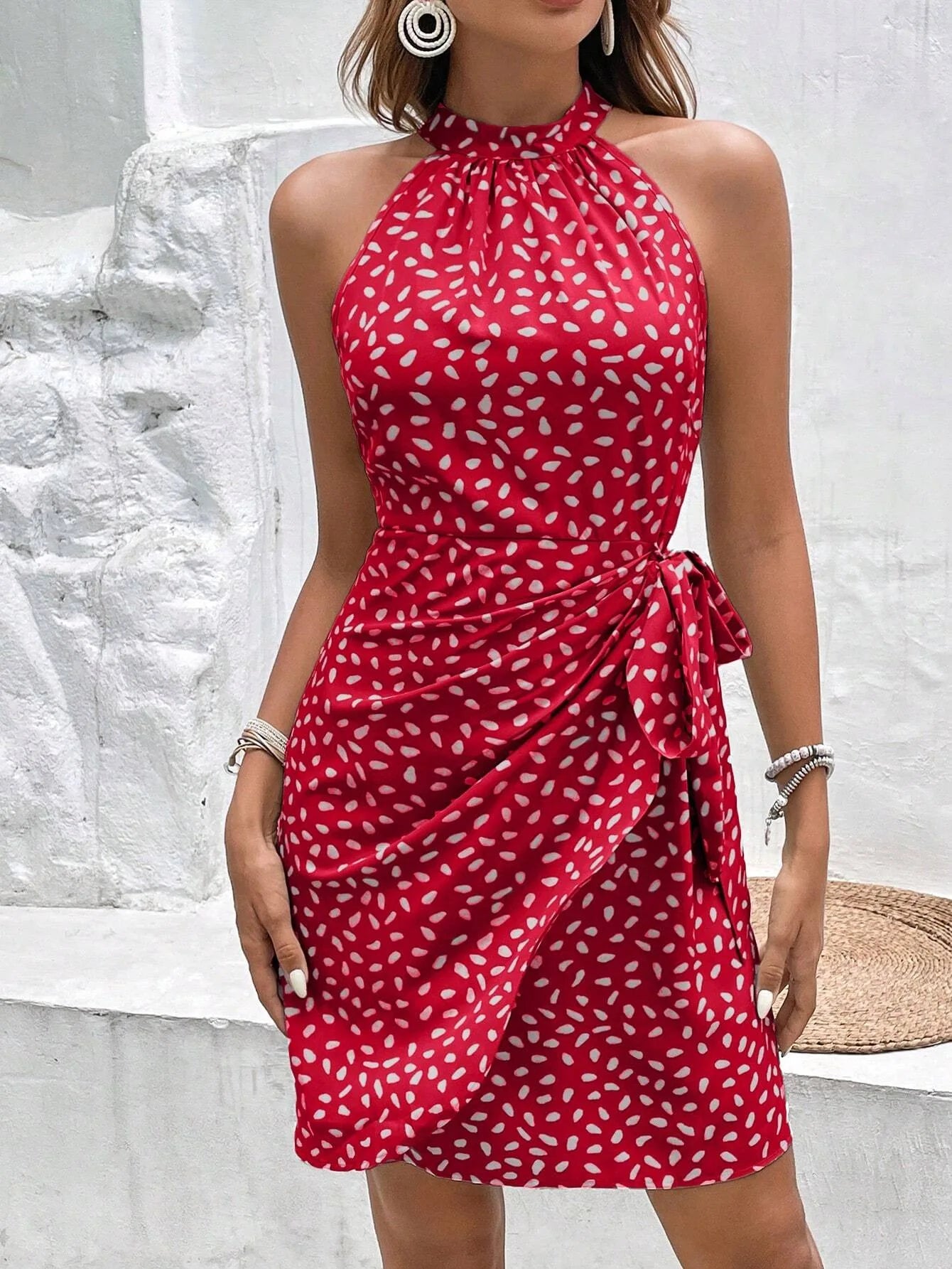 Halter Summer Wrap Dress with Bowknot | Halter Dresses