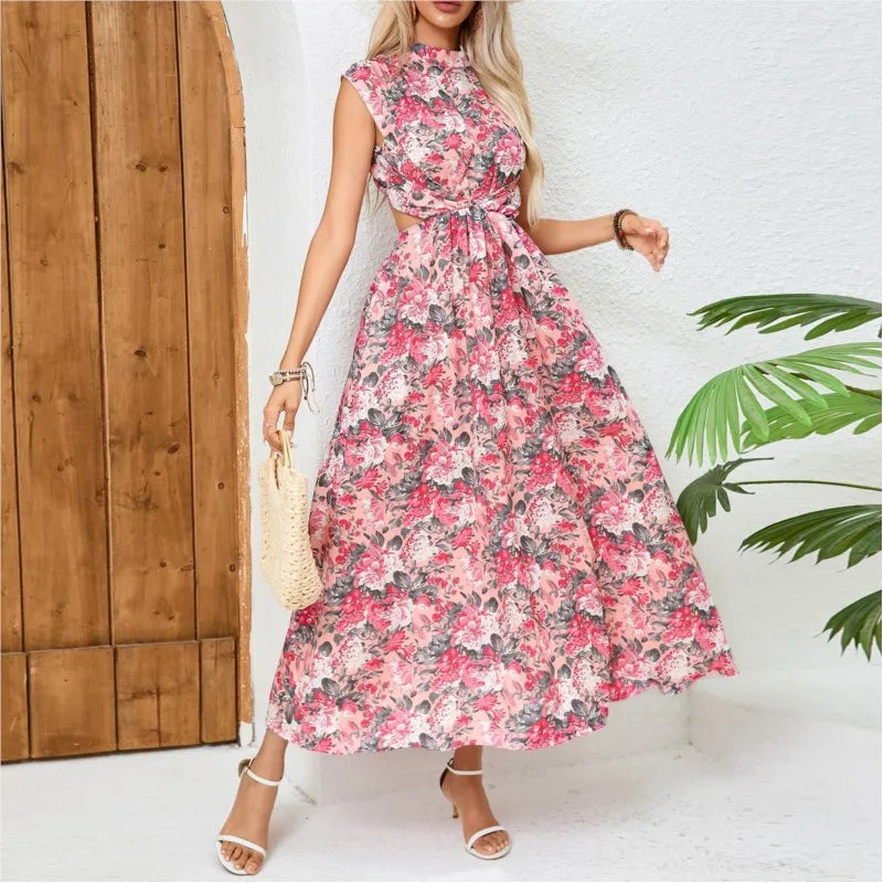 Spring Floral Maxi Dress with Backless Design | Floral Dresses