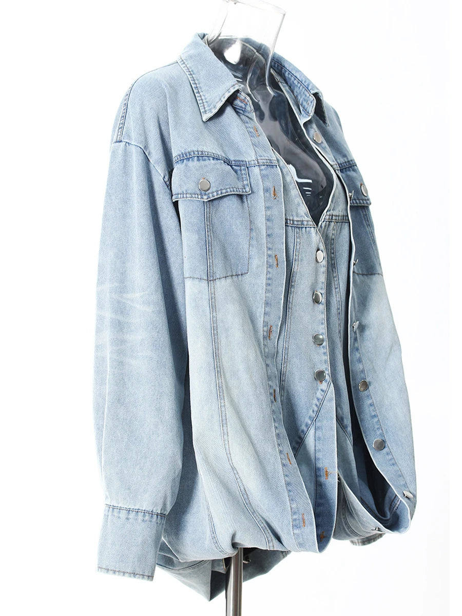 Multi-Style Belted Denim Jacket & Dress Combo | Denim Outfits