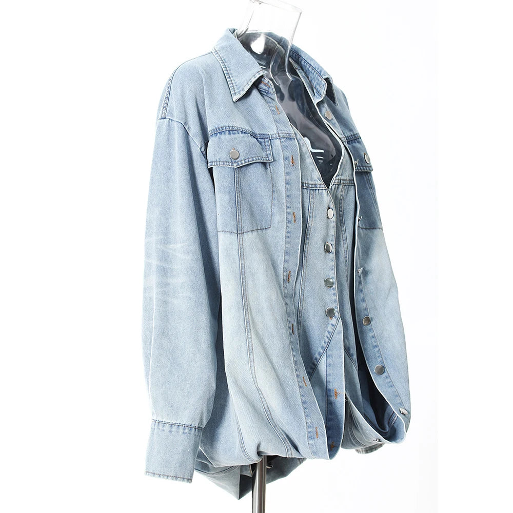 Multi-Style Belted Denim Jacket & Dress Combo | Denim Outfits