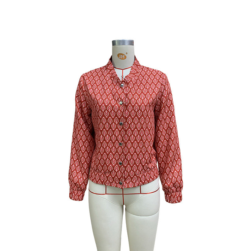 Women's Red Floral Casual Jacket | Jackets