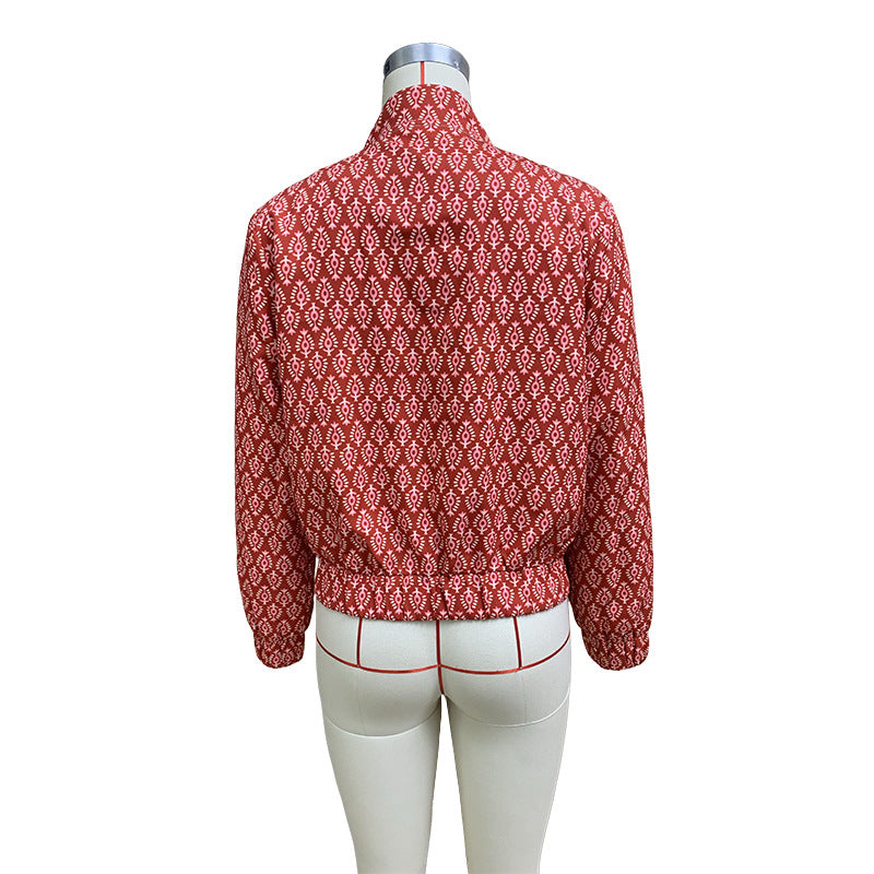 Women's Red Floral Casual Jacket | Jackets