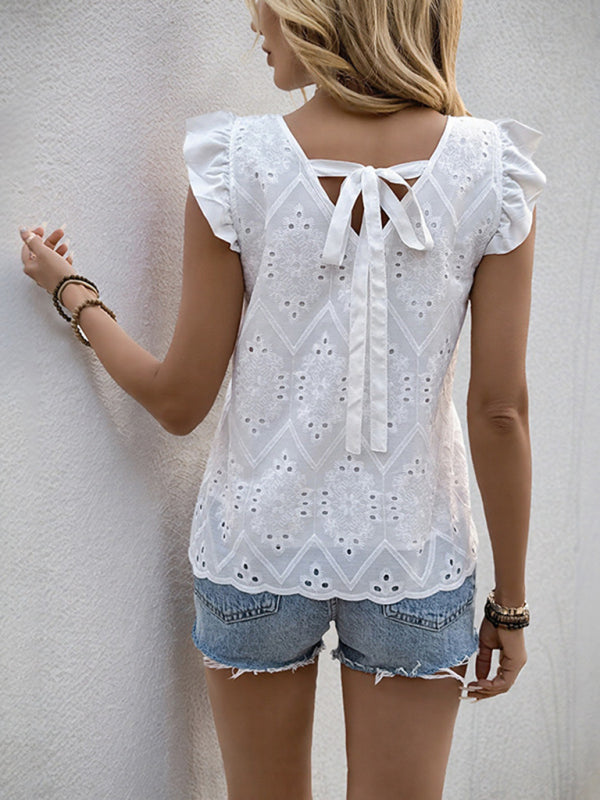 Casual Embroidered White Blouse – Perfect for Outings | Blouses