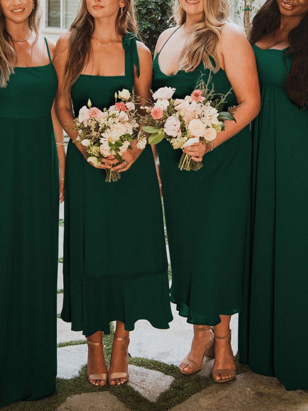 Flowy Bridesmaid Dresses with Square Neckline | Cocktail Dresses