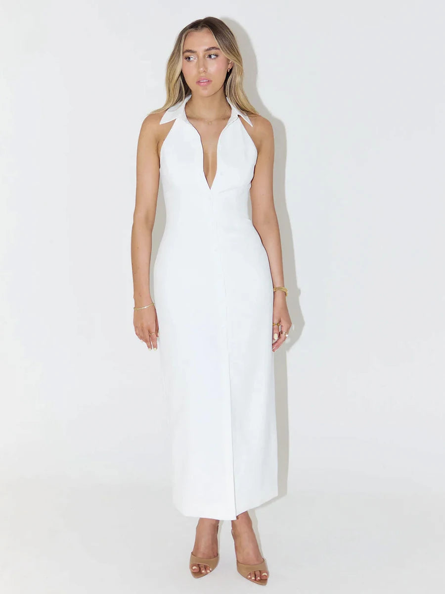 Elegant White Mid-Calf Dress for Versatile Outings | Casual Dresses