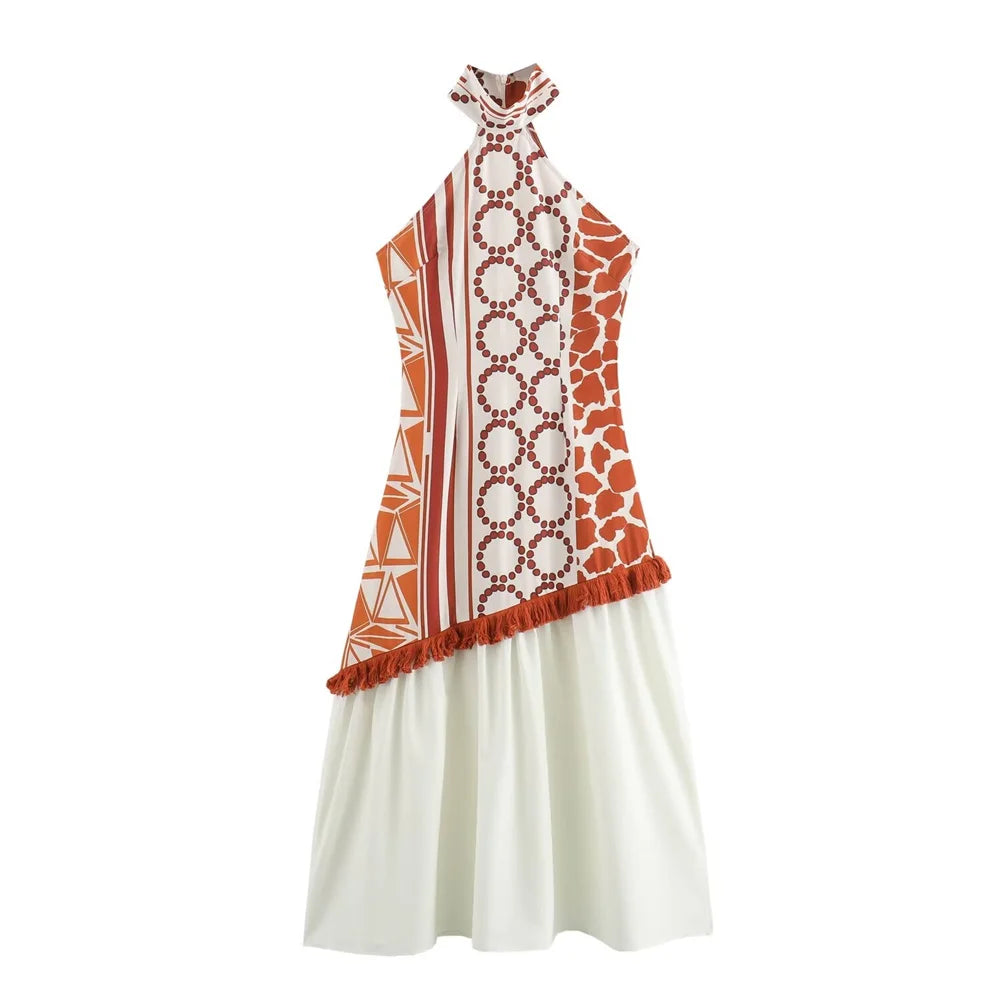 Terracotta Asymmetrical Maxi Dress for Day Gatherings