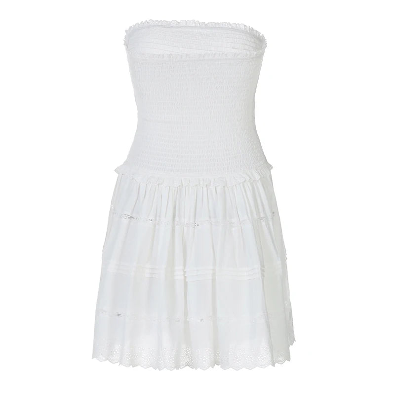 White Ruffle Strapless Dress – Perfect for Summer Days | Strapless Dresses