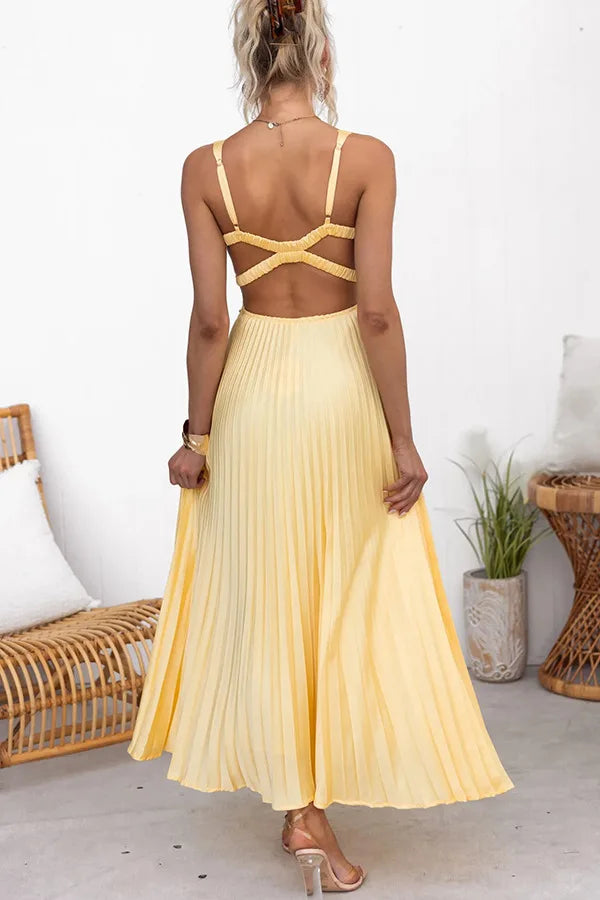 Flowing Pleated Maxi Dress for Evening Events | Elegant Dresses