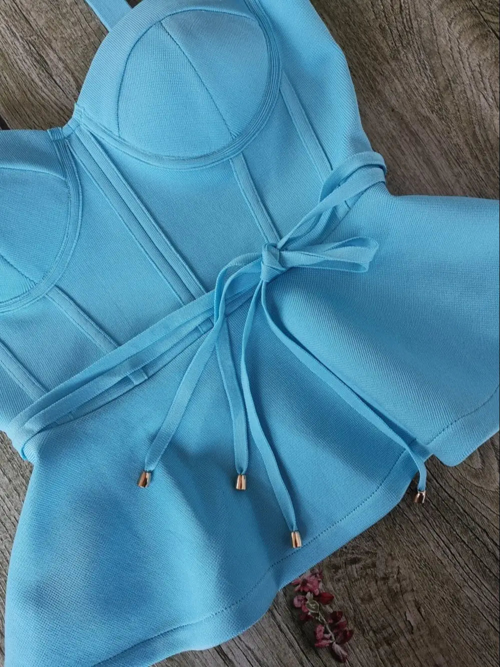 Blue Bustier Top & Body-Hugging Pants | Matching Sets