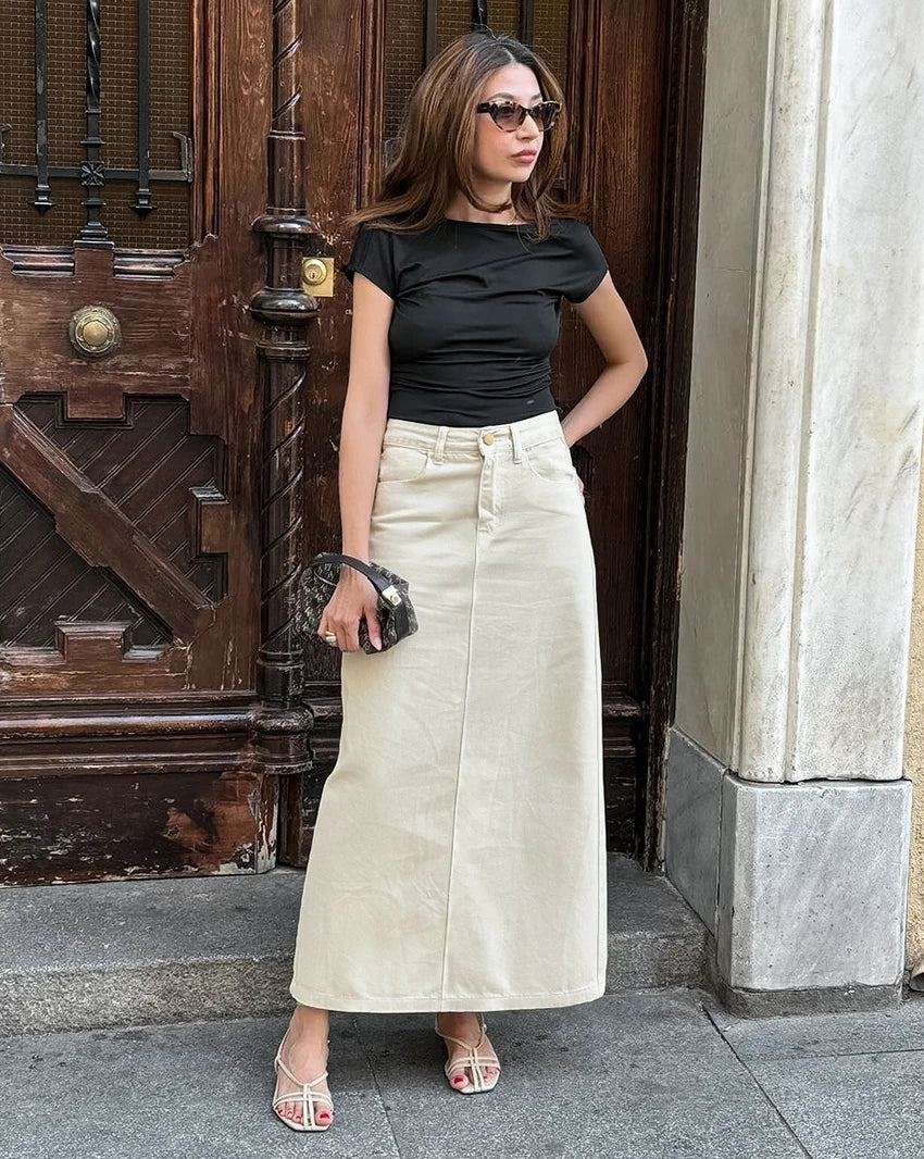 Casual Cotton Maxi Skirt for All Seasons