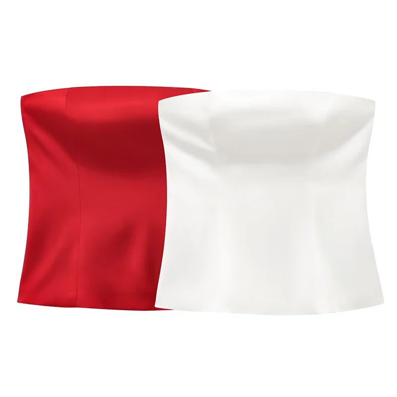 Festive Red Strapless Top for Elegant Gatherings