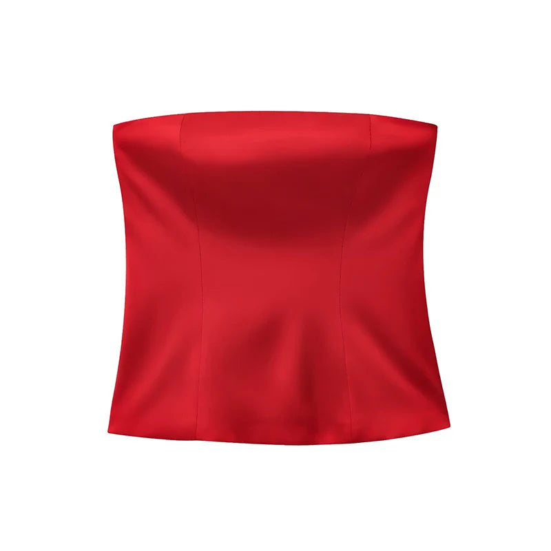 Festive Red Strapless Top for Elegant Gatherings | Strapless Tops