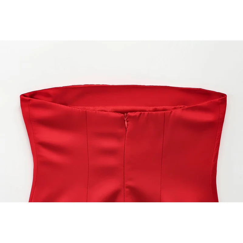 Festive Red Strapless Top for Elegant Gatherings | Strapless Tops