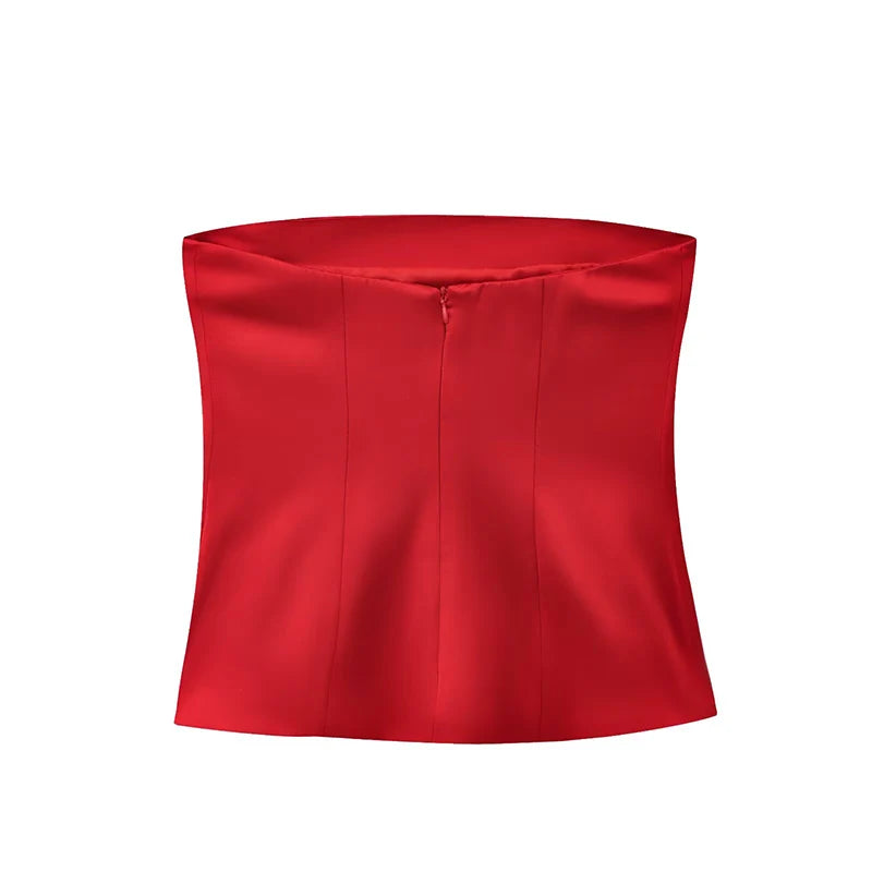 Festive Red Strapless Top for Elegant Gatherings | Strapless Tops