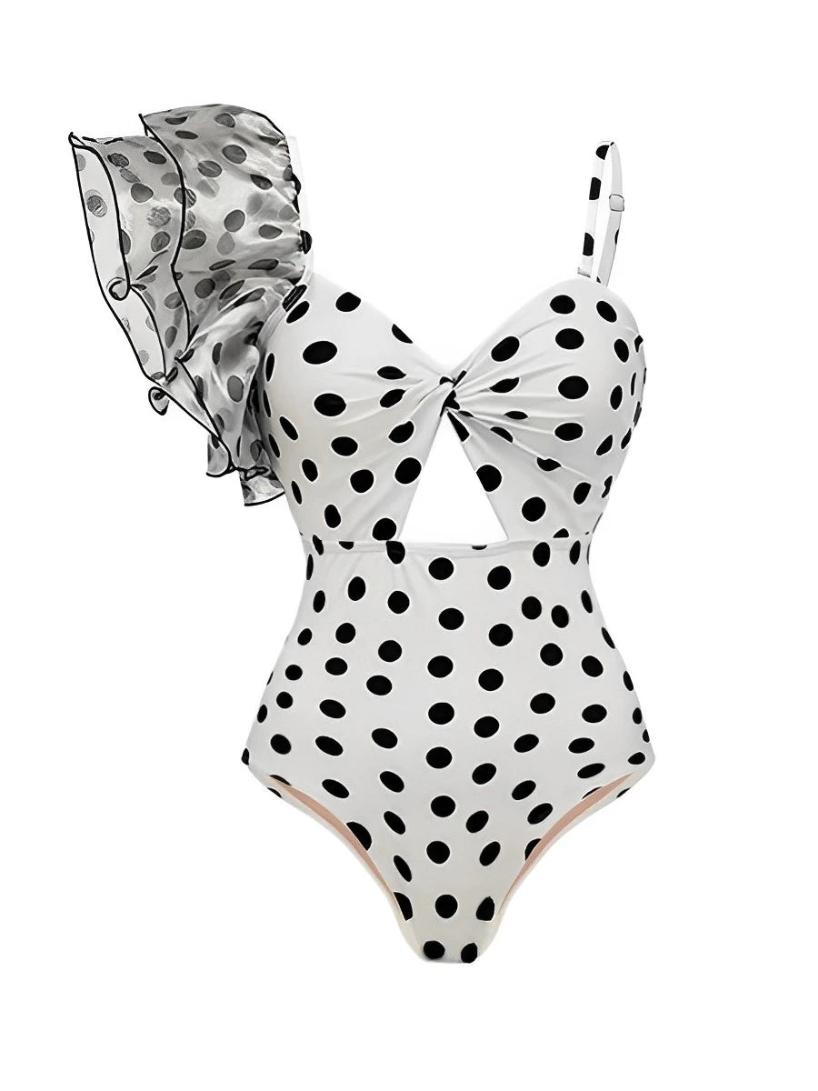 Polka Dot One-Shoulder Swimsuit for Tropical Escapes | Swimwear