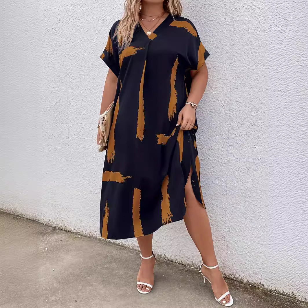 Black & Gold Plus-Size Tunic Dress | Casual Wear