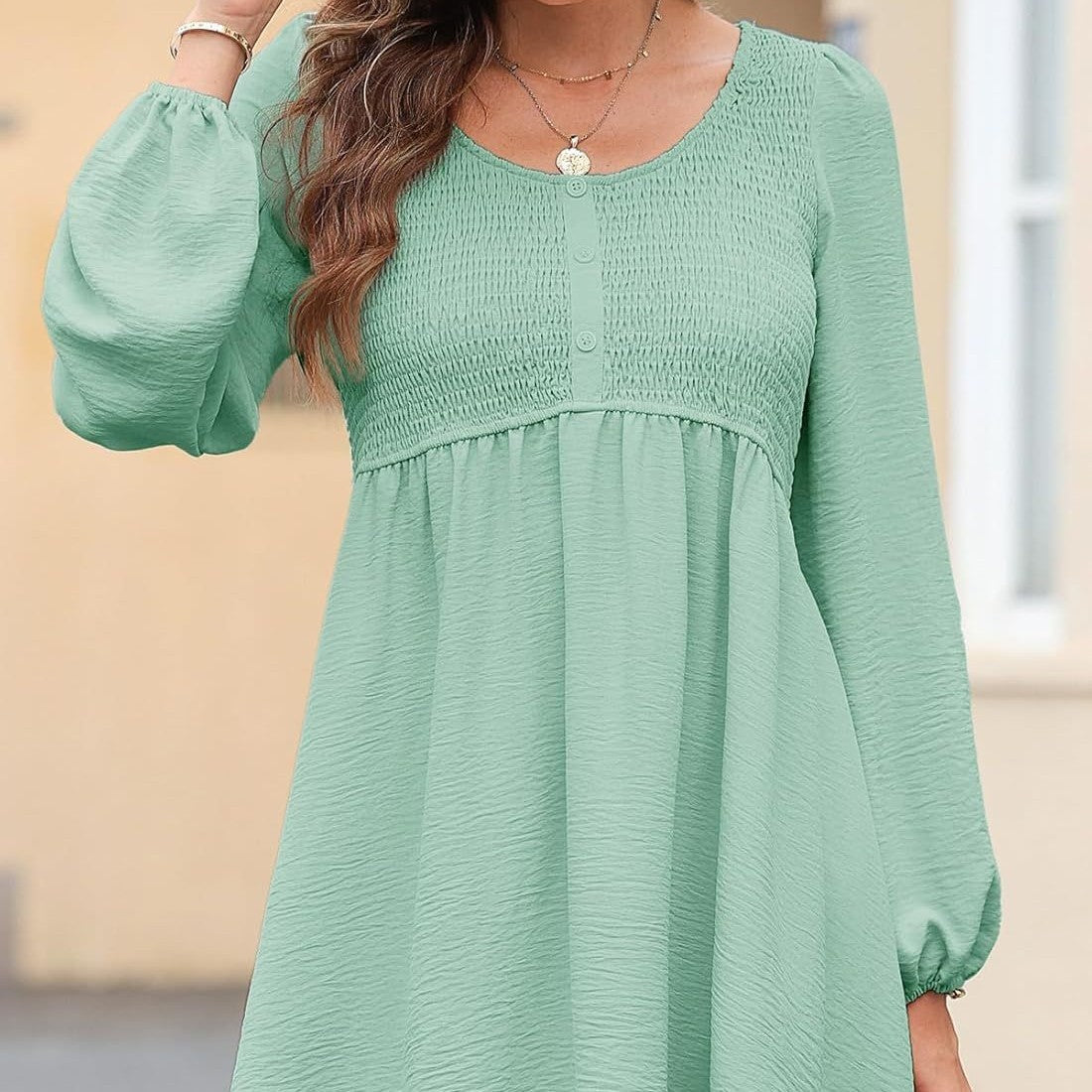 Lantern-Sleeve Dress for Daily Wear | Casual Dresses