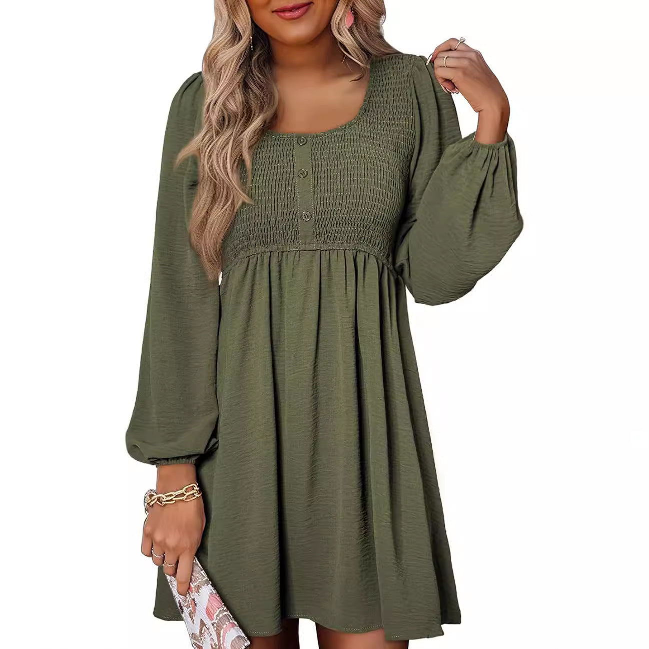 Lantern-Sleeve Dress for Daily Wear | Casual Dresses