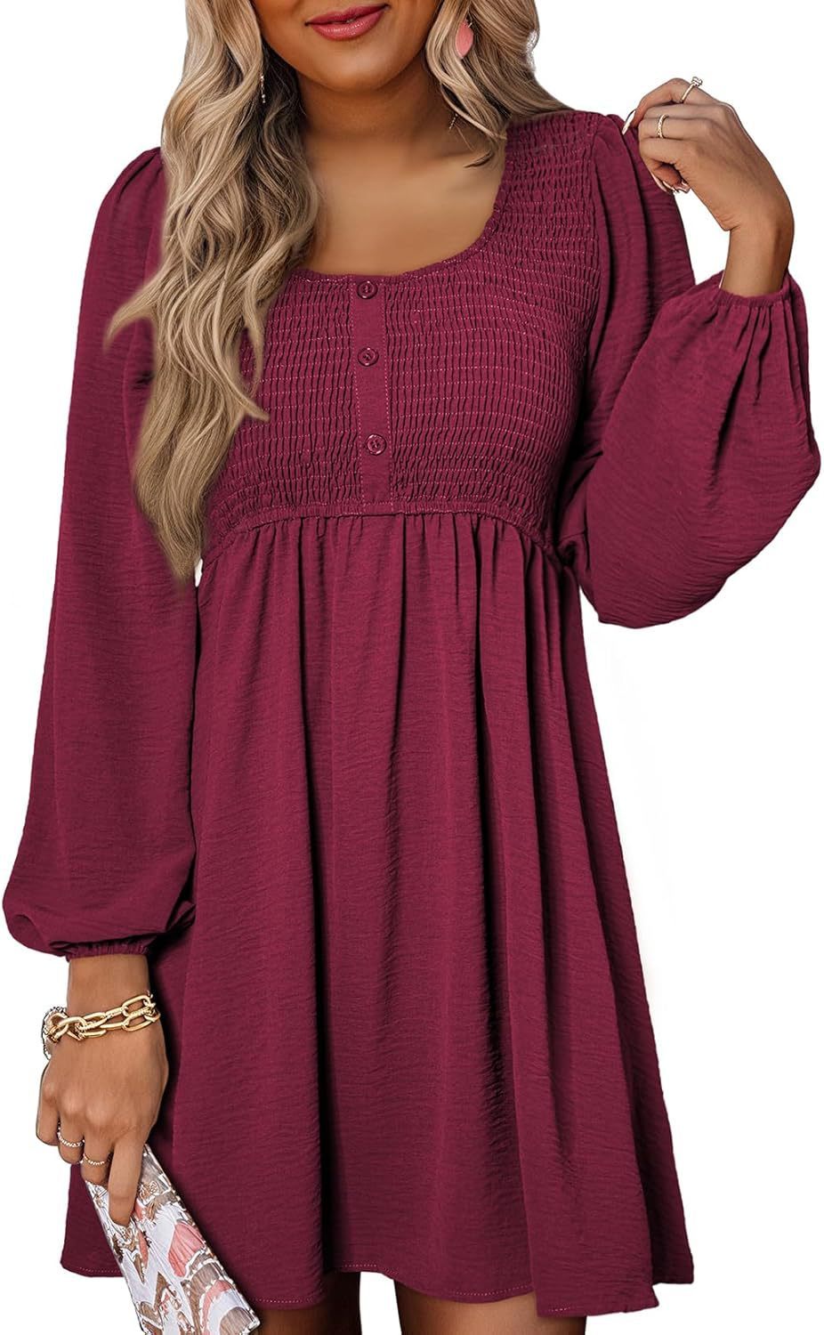 Lantern-Sleeve Dress for Daily Wear | Casual Dresses