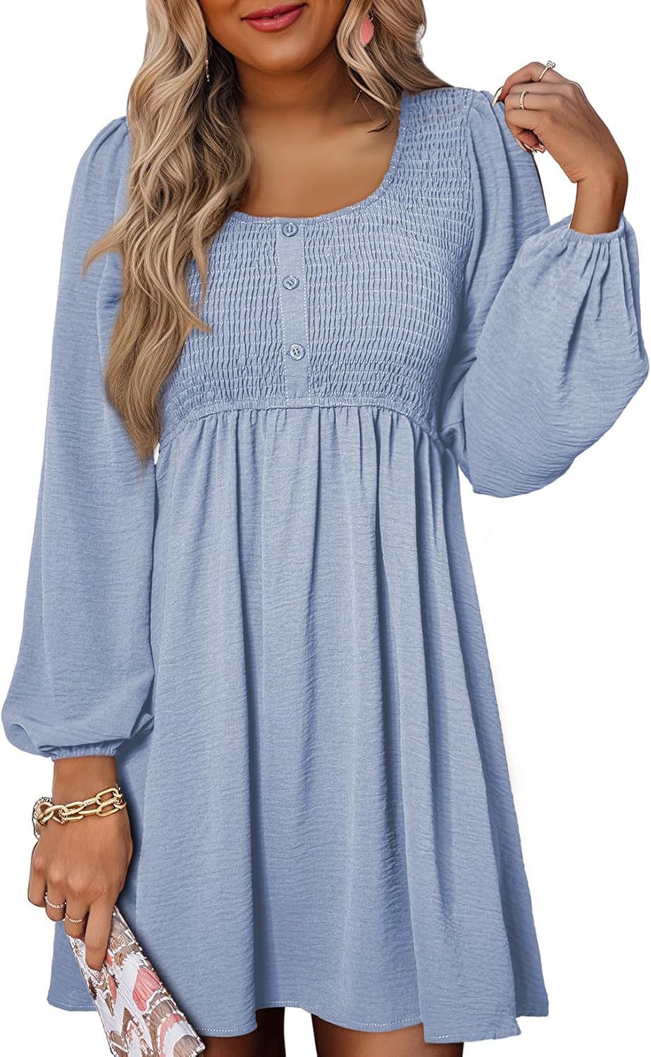 Lantern-Sleeve Dress for Daily Wear | Casual Dresses