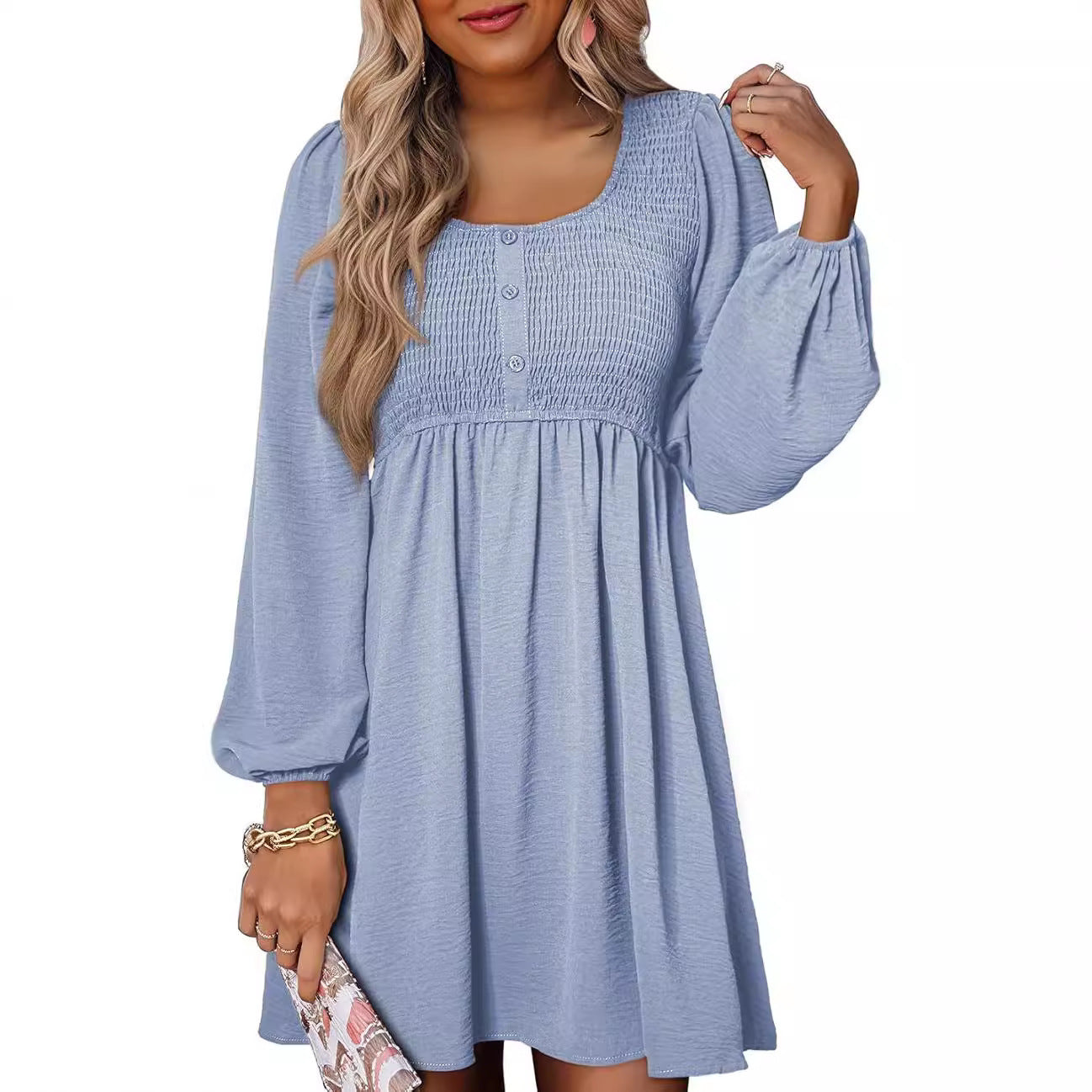 Lantern-Sleeve Dress for Daily Wear | Casual Dresses