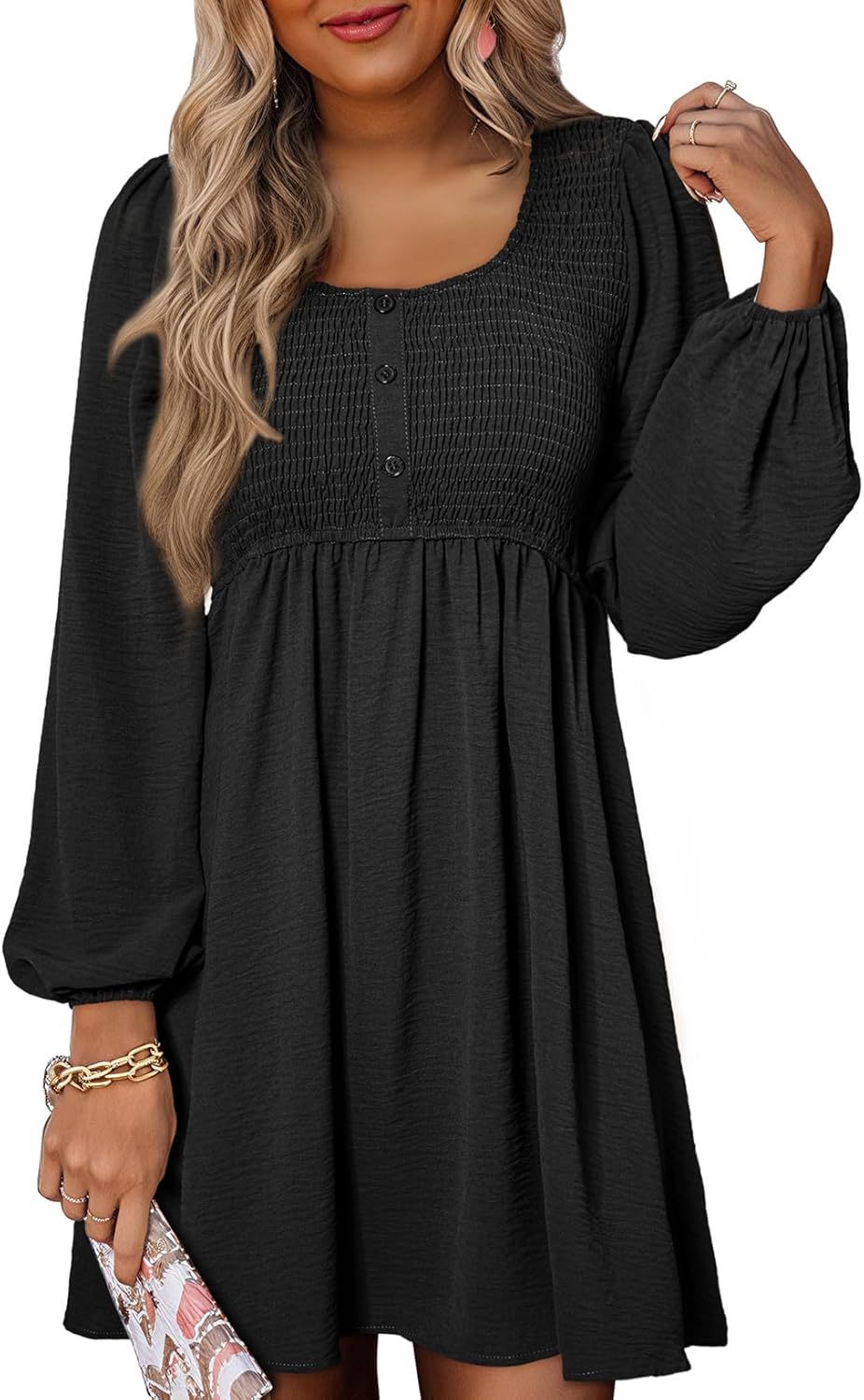 Lantern-Sleeve Dress for Daily Wear | Casual Dresses