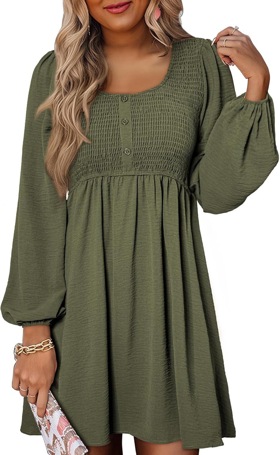 Lantern-Sleeve Dress for Daily Wear | Casual Dresses