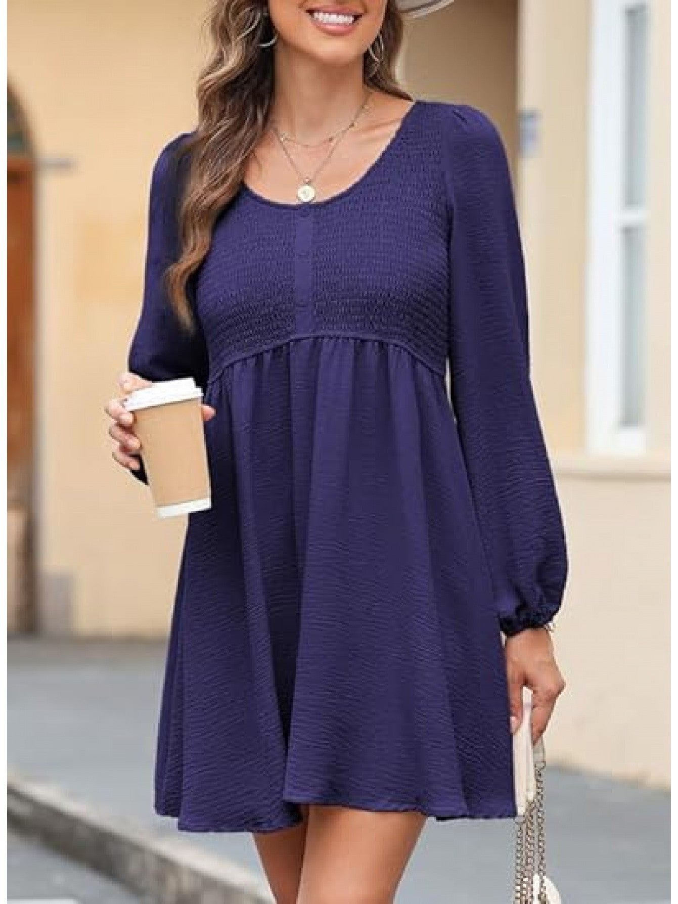 Lantern-Sleeve Dress for Daily Wear | Casual Dresses