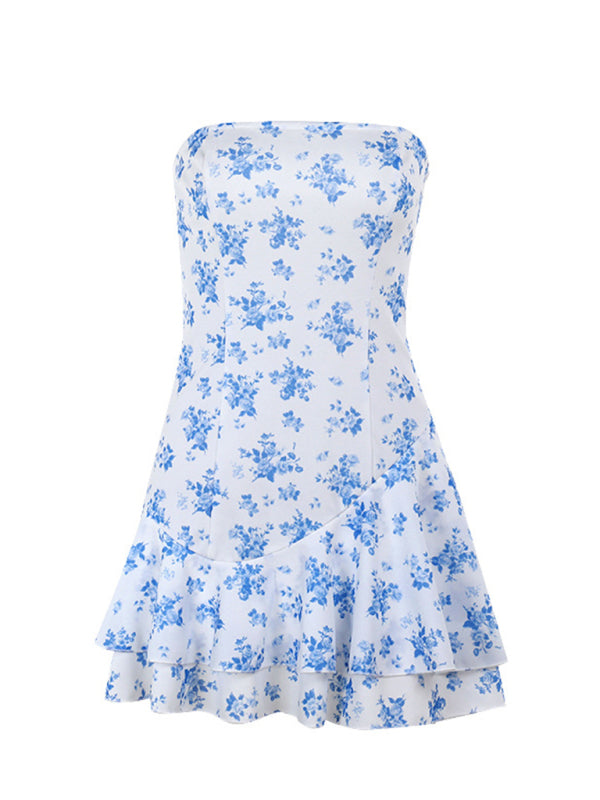 Casual Summer Floral Strapless Dress | Casual Dresses