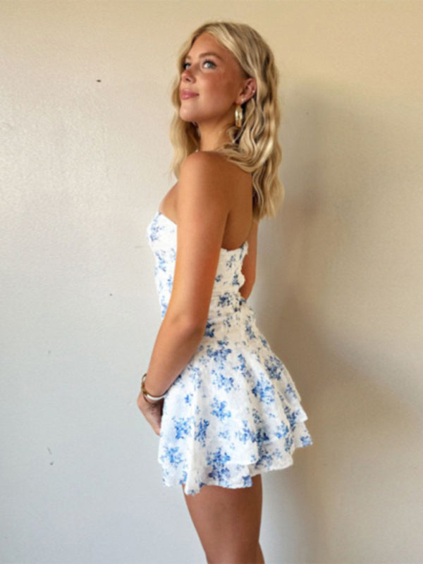 Casual Summer Floral Strapless Dress | Casual Dresses