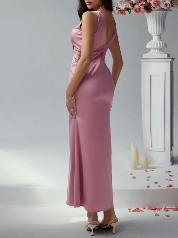 Backless Satin Evening Gown for Formal Celebrations | Party Dresses