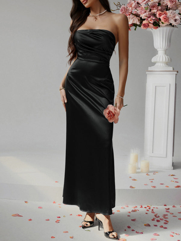 Flowing Satin Evening Gown for Formal Gatherings | Elegant Dresses