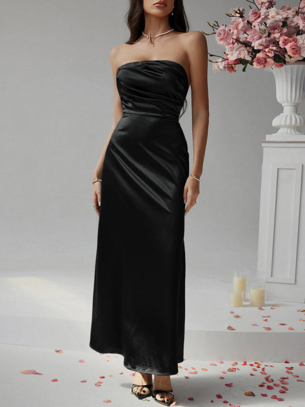 Flowing Satin Evening Gown for Formal Gatherings | Elegant Dresses