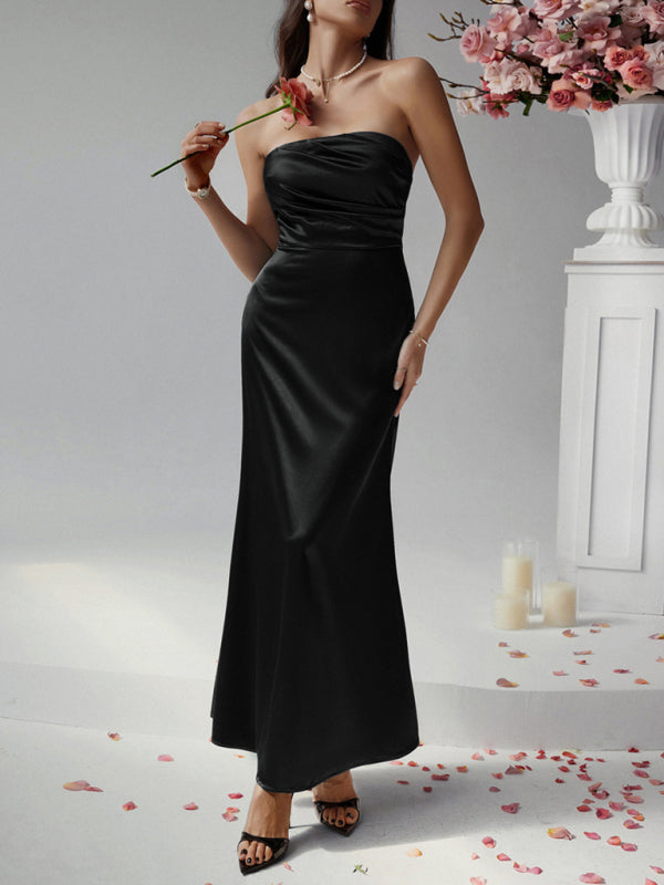 Flowing Satin Evening Gown for Formal Gatherings | Elegant Dresses