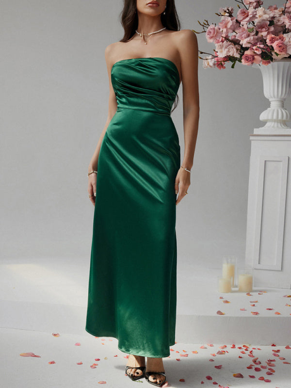 Flowing Satin Evening Gown for Formal Gatherings | Elegant Dresses