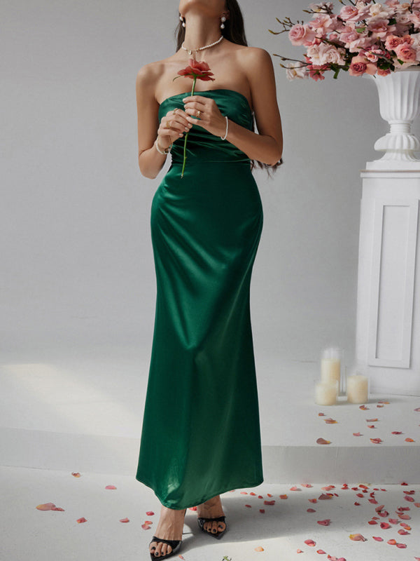 Flowing Satin Evening Gown for Formal Gatherings | Elegant Dresses