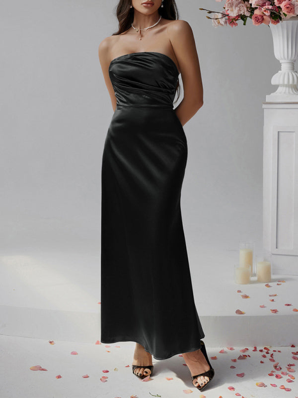 Flowing Satin Evening Gown for Formal Gatherings | Elegant Dresses