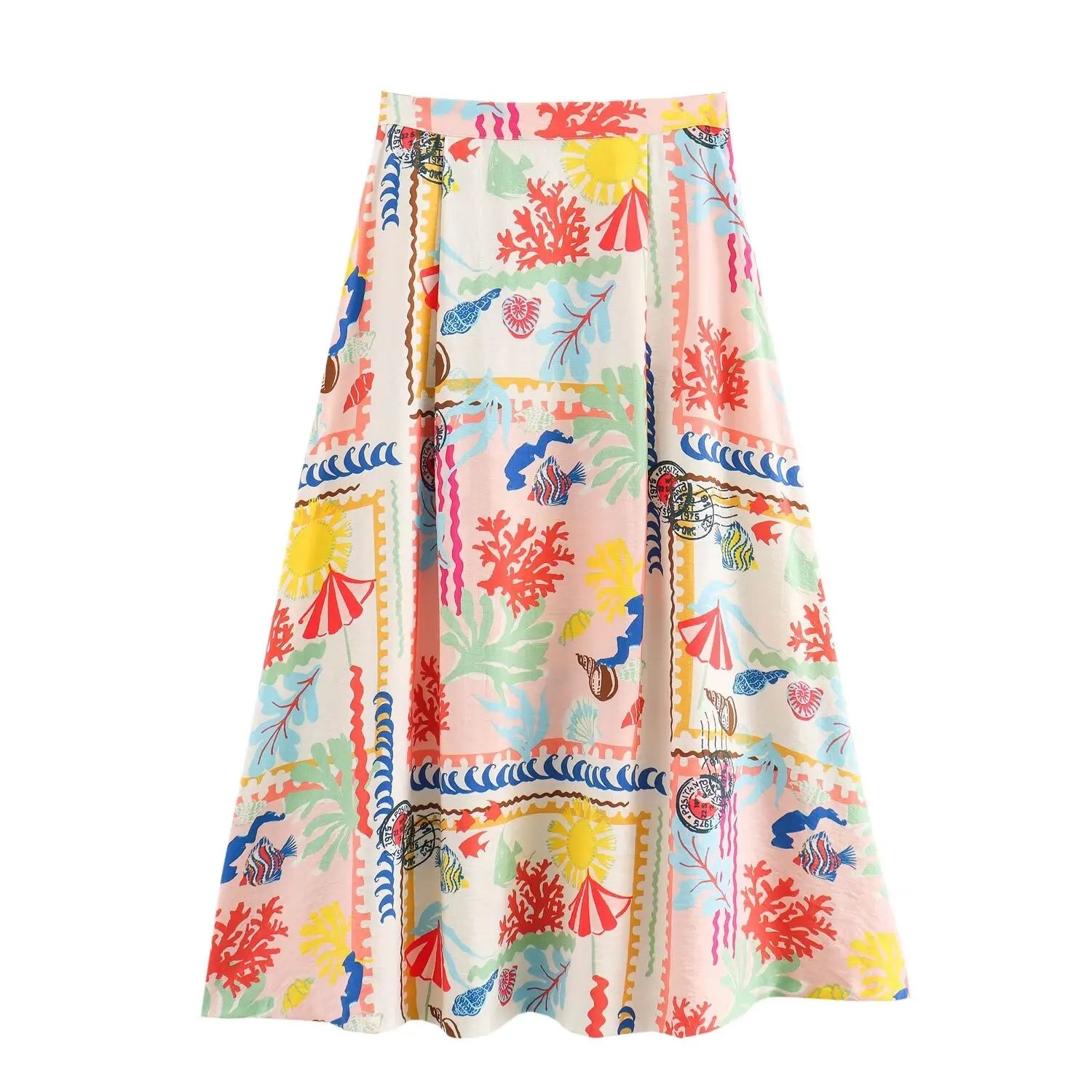 Colorful Beach Outfit: Halter Top &amp; Midi Skirt | Skirt Sets