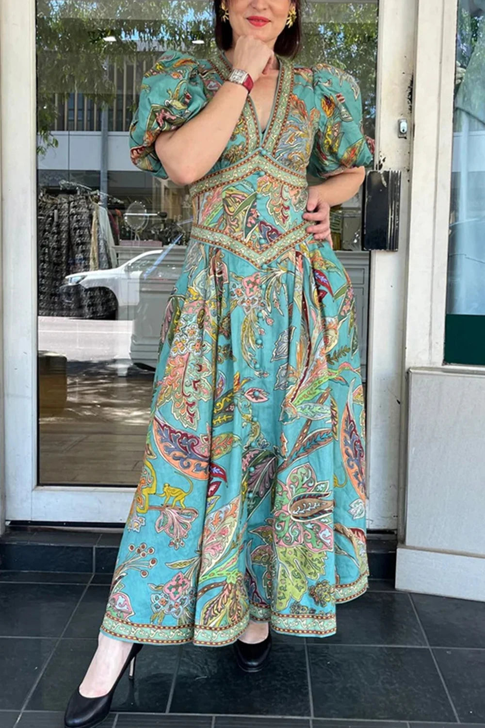 Vibrant Paisley Maxi Dress – Perfect for Spring Events | Maternity Dresses