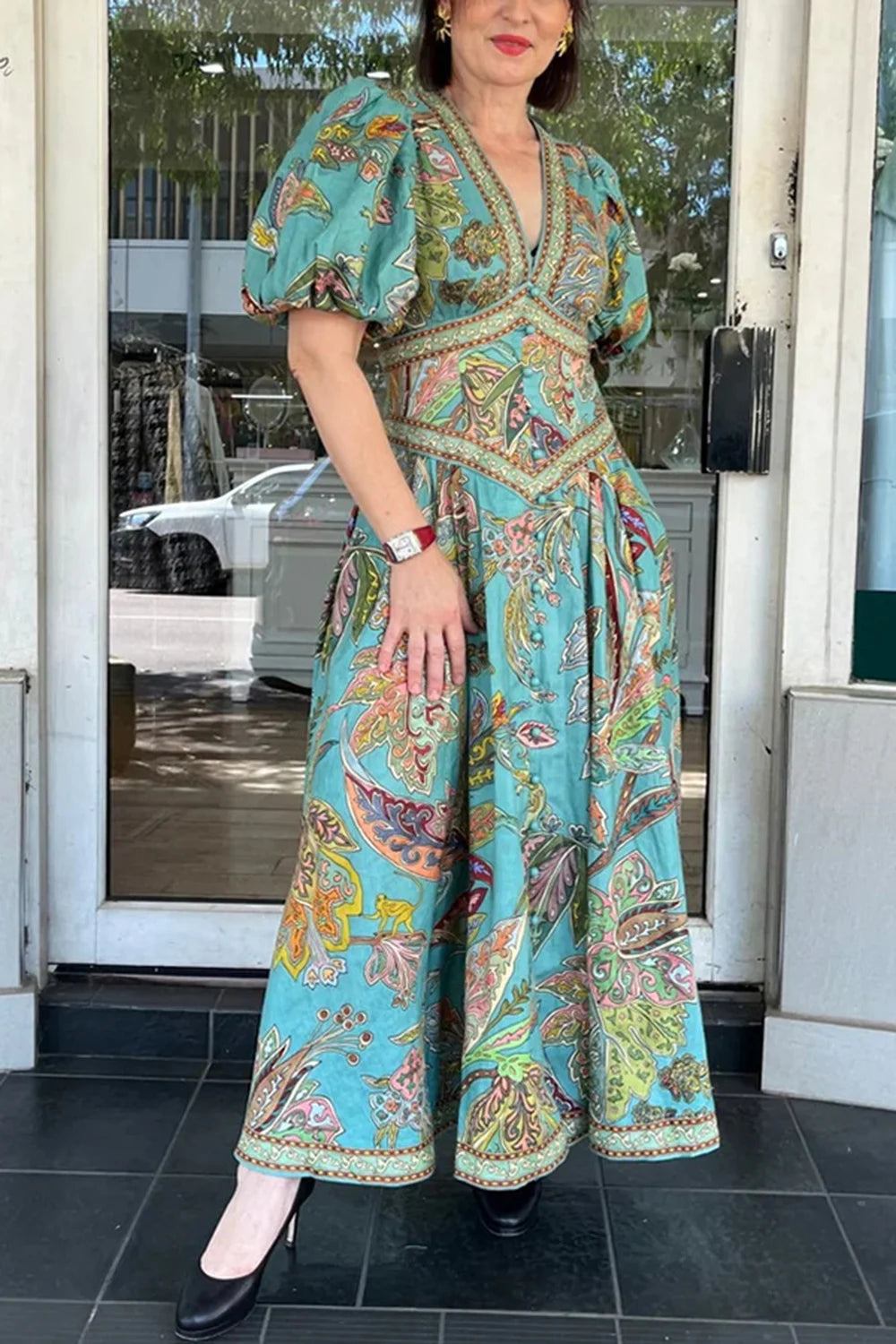 Vibrant Paisley Maxi Dress – Perfect for Spring Events | Maternity Dresses