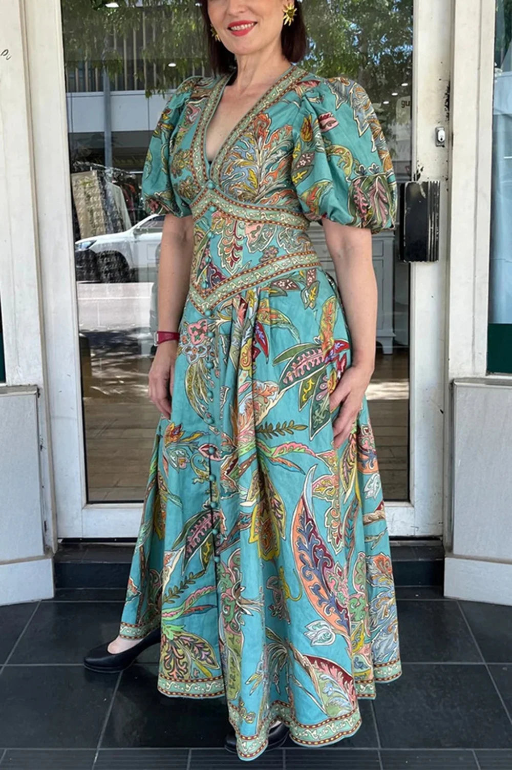 Vibrant Paisley Maxi Dress – Perfect for Spring Events | Maternity Dresses